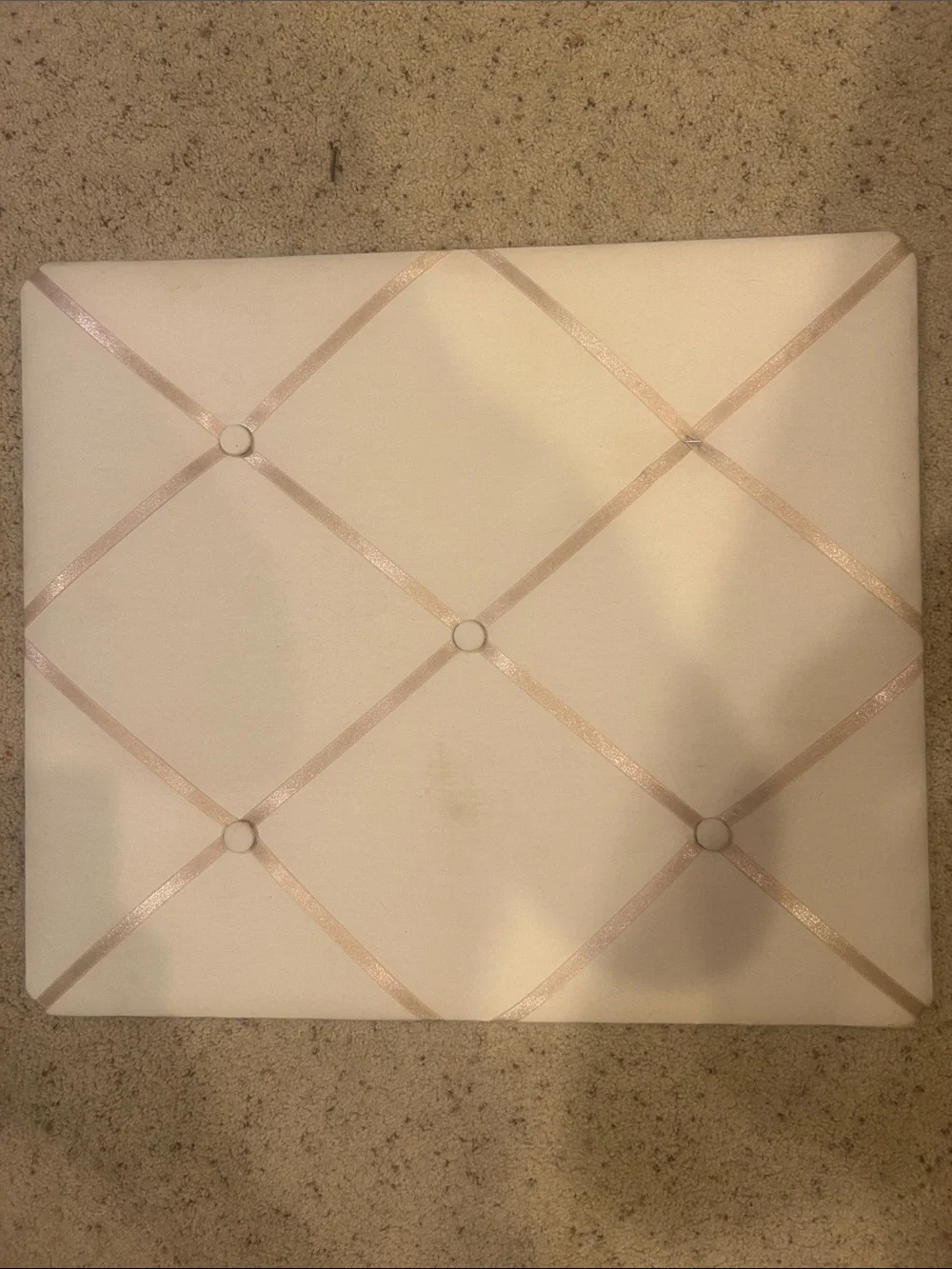 Fabric Ribbon Memo Board in Soft Blush and Cream